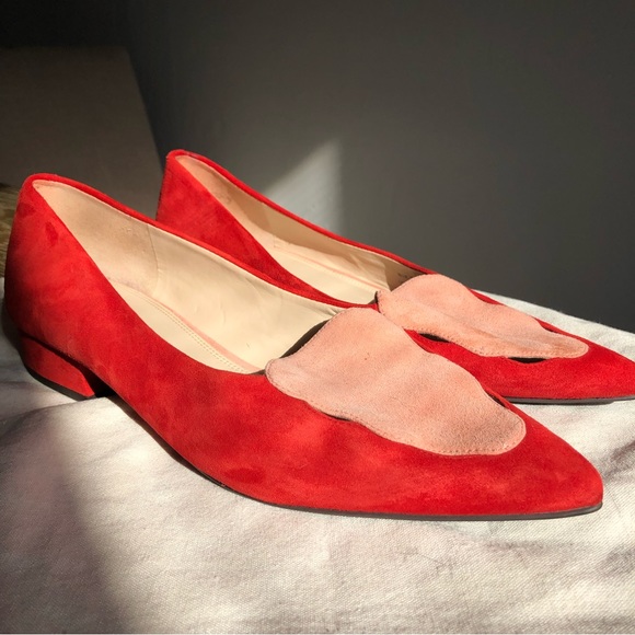 Cole Haan Leah Skimmer Leather Flats red and pink pointy toe Size: 10B - Picture 2 of 12